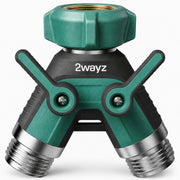 2WAYZ front view of brass splitter showing dual outlets and durable build