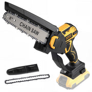 3D VO INN front view of cordless chainsaw showing controls and ergonomic grip, easier handling