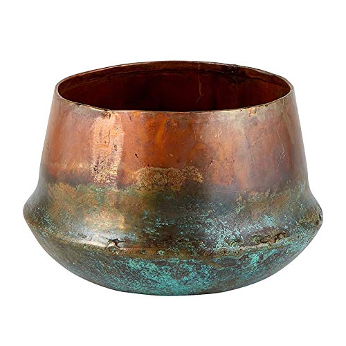 47th & Main front view of copper-blue planter showing patina and rustic appeal