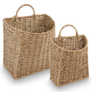 84ECO front view of two seagrass hanging baskets showing shape and finish