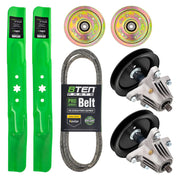 8TEN kit front layout showing blades spindle belt idler for quick replacement benefit