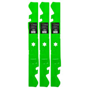 8TEN LawnRAZOR front view of three blades showing packaging and fit compatibility benefit