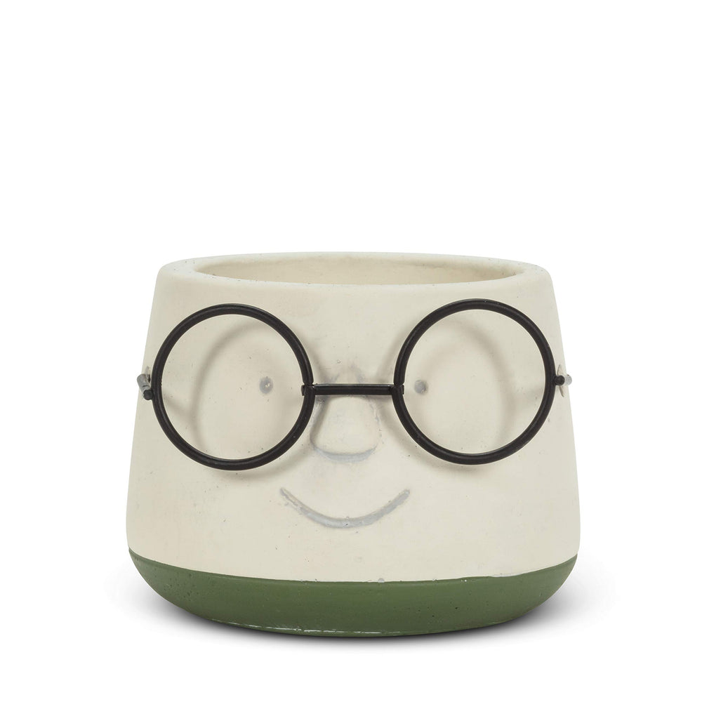Abbott Collection face planter front view showing ivory finish and green accents for cheerful decor