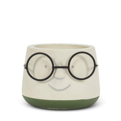 Abbott Collection face planter front view showing ivory finish and green accents for cheerful decor