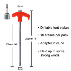 ABCCANOPY close-up of spiral tip and powder-coated steel, better soil penetration benefit