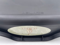 Ablaze tray size comparison next to hand tools illustrating compact footprint and ergonomic reach