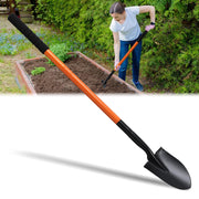ABtool front view of orange shovel showing blade and handle, easy identification benefit
