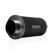 AC Infinity front view of carbon filter showing durable housing and clear duct opening benefit odor control