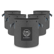 AC Infinity front view of 5-pack heavy-duty grow bags showing durable construction and capacity benefit