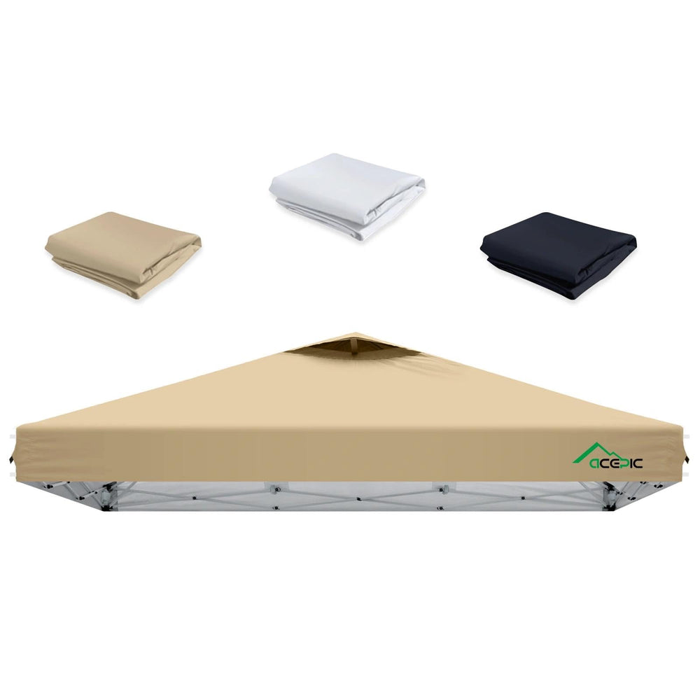 ACEPIC canopy top front view showing full khaki coverage and neat seams for protection