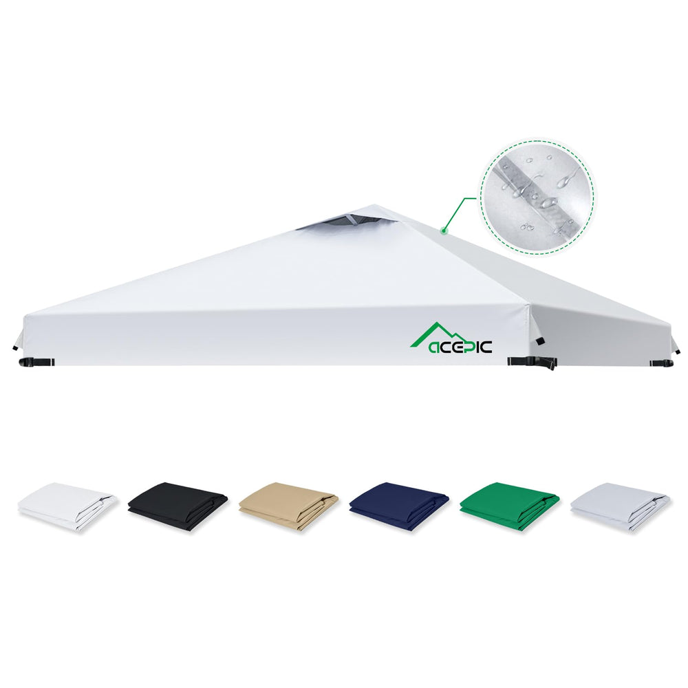 Acepic front view white canopy top showing crisp coverage and professional look
