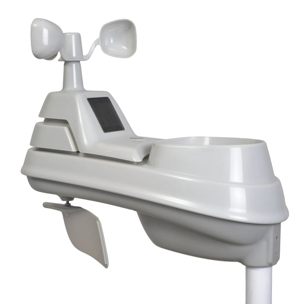 AcuRite Iris front view showing weather sensor and mounting bracket for easy setup