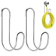 Adnee front view of two stainless steel hose hooks showing compact packaging and durability