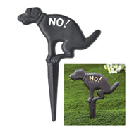 Aebor front view showing cast iron no dog pooping sign and durable design benefit