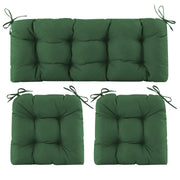 Aegisun dark green loveseat cushion displayed front view showing neat fit and color, enhances patio seating