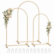 Aexeugne gold arch front view showing elegant frame and event impact