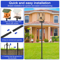 AHRLHR pole with mounted birdhouse showing secure perch for nesting