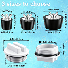 Aienxn size comparison of 1, 1.5 and 2 inch plugs for easy selection