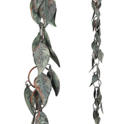 Aifeorzo front view installed rain chain showing decorative leaves and curb appeal