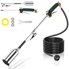 Aikyciu front view with torch and 10ft hose showing readiness and portability