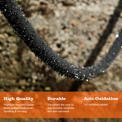 AIODE soaker hose laid in garden bed showing even water delivery benefit