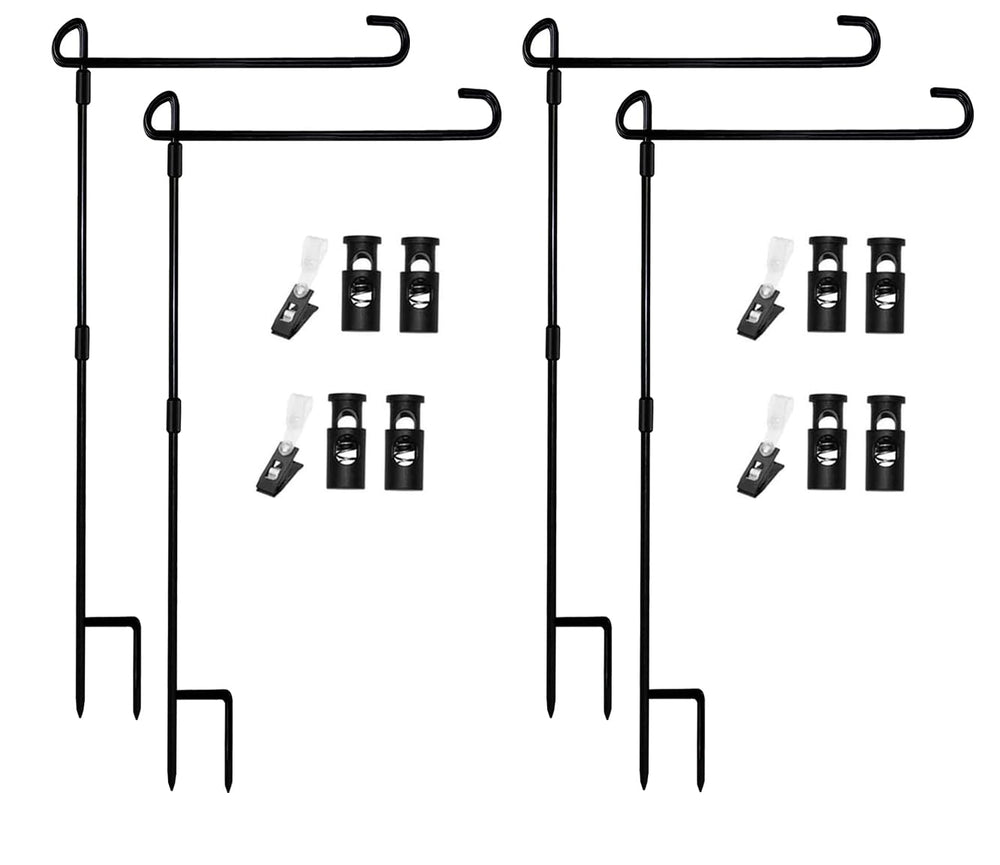 Akeydeco flag pole front view showing full assembled stand benefit: clear display