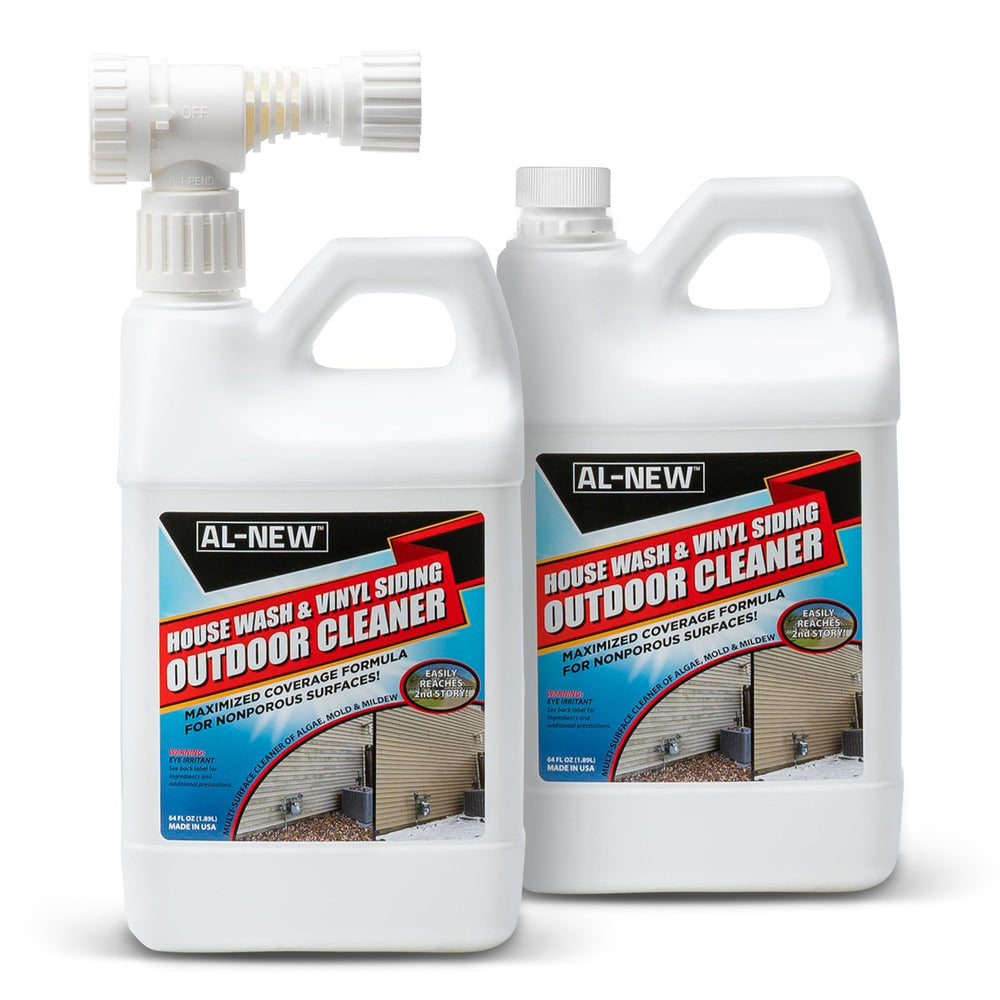 AL-NEW front packaging showing 64oz hose-end bottle and clear usage benefit