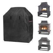 Alickwang front view of cover protecting fireplace, shows full fit and weather protection