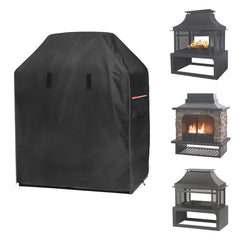 Alickwang front view of cover protecting fireplace, shows full fit and weather protection