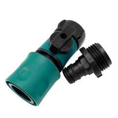 ALKARAMA connectors attached to garden hose in use for quick accessory changes