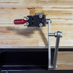All American Sharpener angle adjustment closeup showing precise 15°–45° control