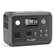 ALLWEI front panel showing ports and display, easy access for charging