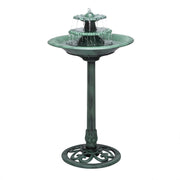 alpine corporation front view of green 3-tier fountain showing elegant silhouette and calm