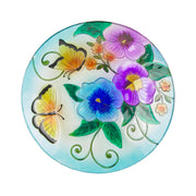 Alpine Corporation front view birdbath bowl showcasing painted butterflies and flowers benefits curb appeal