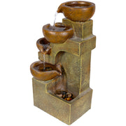 Alpine Corporation front view of pouring pots fountain showing rustic charm
