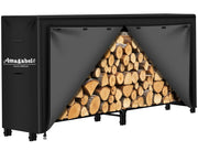 AMAGABELI GARDEN & HOME front view showing full 8ft cover protecting wood rack