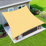 Amagenix front view sand shade sail showing full rectangle and neutral color benefit
