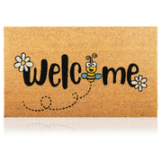 AMARU DOOR MATS front view showing bee design and welcoming entry benefit