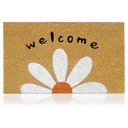 AMARU DOOR MATS front view showing daisy design and warm welcome — boosts curb appeal