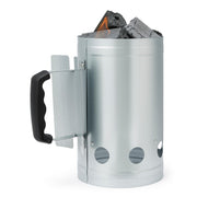 Amazon Basics front view of galvanized charcoal chimney showing full shape and size for efficient ignition