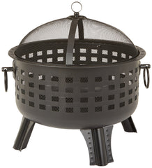Amazon Basics front view of assembled fire pit showing stable steel base and bowl for outdoor warmth
