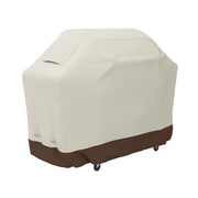 Amazon Basics front view of 60-inch beige grill cover protecting grill