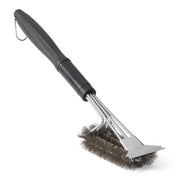 Amazon Basics grill brush front view showing head and handle for powerful cleaning