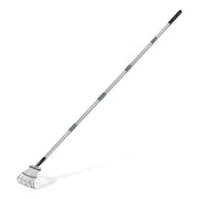 Amazon Basics rake front view showing adjustable handle and 8-inch head for precise cleaning