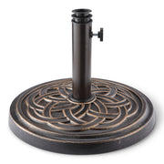 Amazon Basics front view of umbrella stand shows sturdy base and compact design