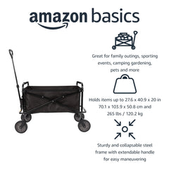 Amazon Basics utility wagon folded inside included bag for compact transport and neat storage