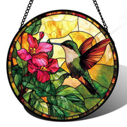 AMDERVEN hummingbird front view showing vibrant stained glass and decorative appeal