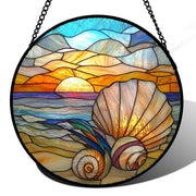 AMDERVEN front view showing ocean stained glass vibrant colors and decorative appeal