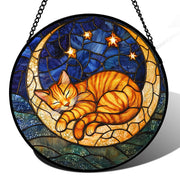 AMDERVEN front view showing orange cat moon suncatcher vibrant color