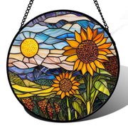 AMDERVEN front view of 9.8" sunflower suncatcher showing bright colors and shape
